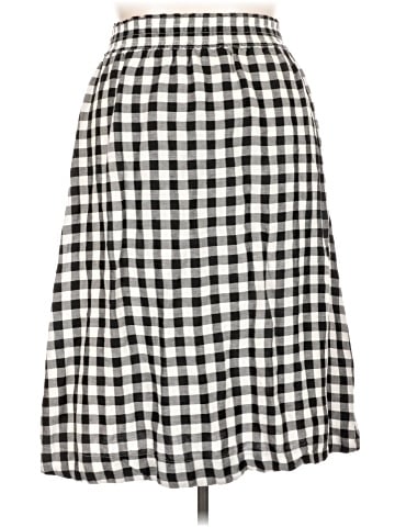 Madewell Smocked-Waist Midi Skirt in Gingham Check (view 2)