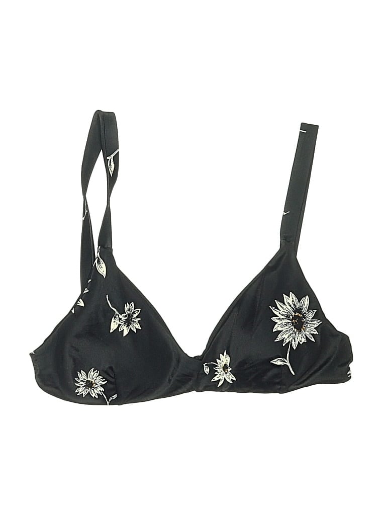 Pre-owned Rvca Swimsuit Top Black Floral Pattern Swimwear