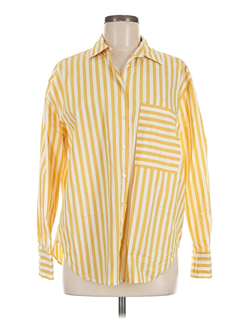 Pre-owned Ayr Long Sleeve Button Down Shirt In Yellow