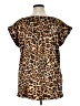Ann Taylor LOFT 100% Polyester Animal Print Brown Short Sleeve Blouse Size XL - photo 2