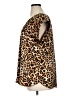 Ann Taylor LOFT 100% Polyester Animal Print Brown Short Sleeve Blouse Size XL - photo 5