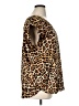 Ann Taylor LOFT 100% Polyester Animal Print Brown Short Sleeve Blouse Size XL - photo 4