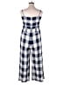 J.Crew 100% Linen Checkered-gingham Blue Jumpsuit Size 14 (tall) - photo 2