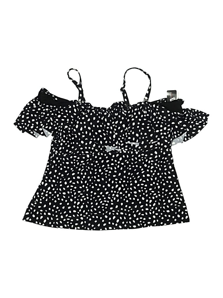 Island Escape Swimsuit Top Black Polka Dots Pattern Swimwear