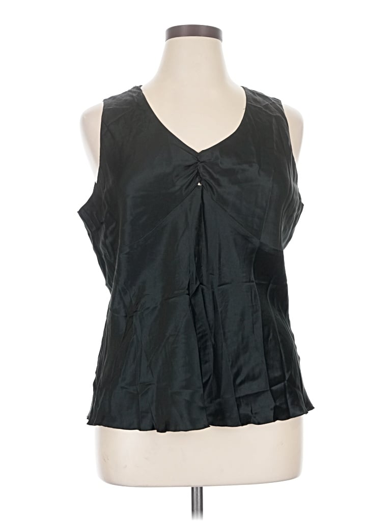 Pre-owned Central Park West Sleeveless Silk Top Black Plunge Neckline Tops