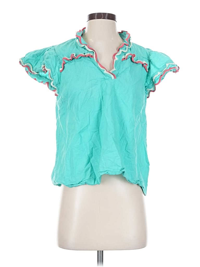 Pre-owned Umgee Short Sleeve Blouse In Teal