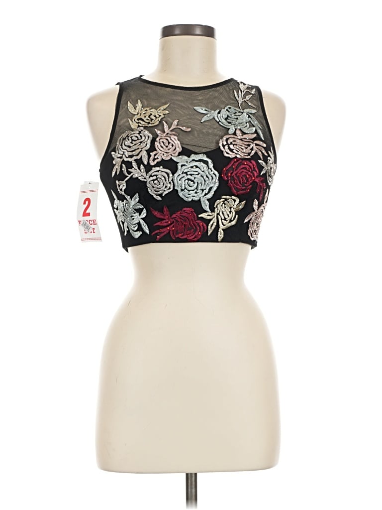 Xscape Sleeveless Top Black Halter Neckline Tops