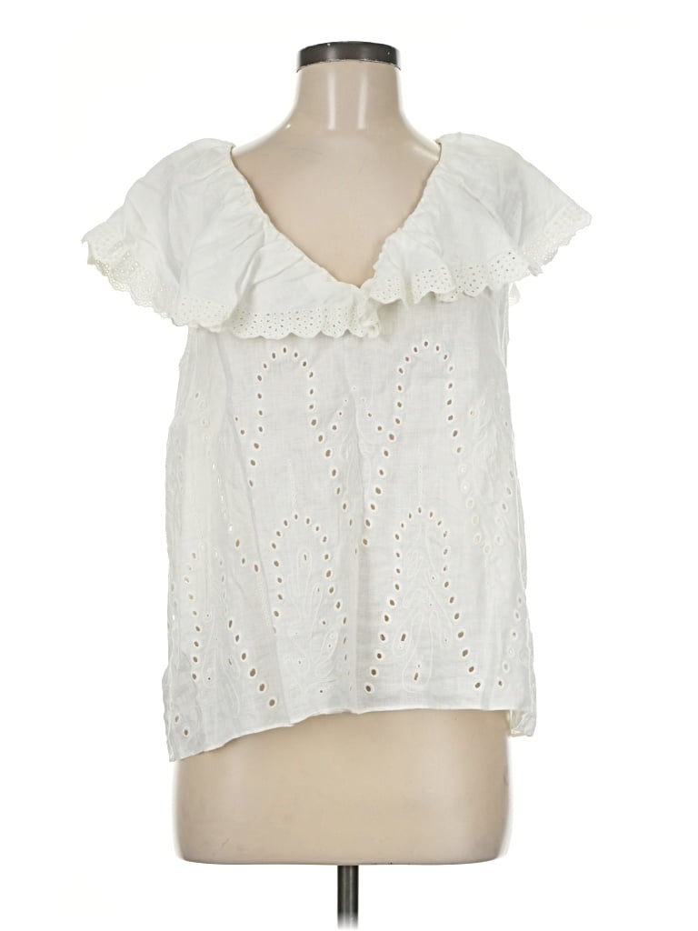 Pre-owned Ayr Short Sleeve Blouse In Ivory