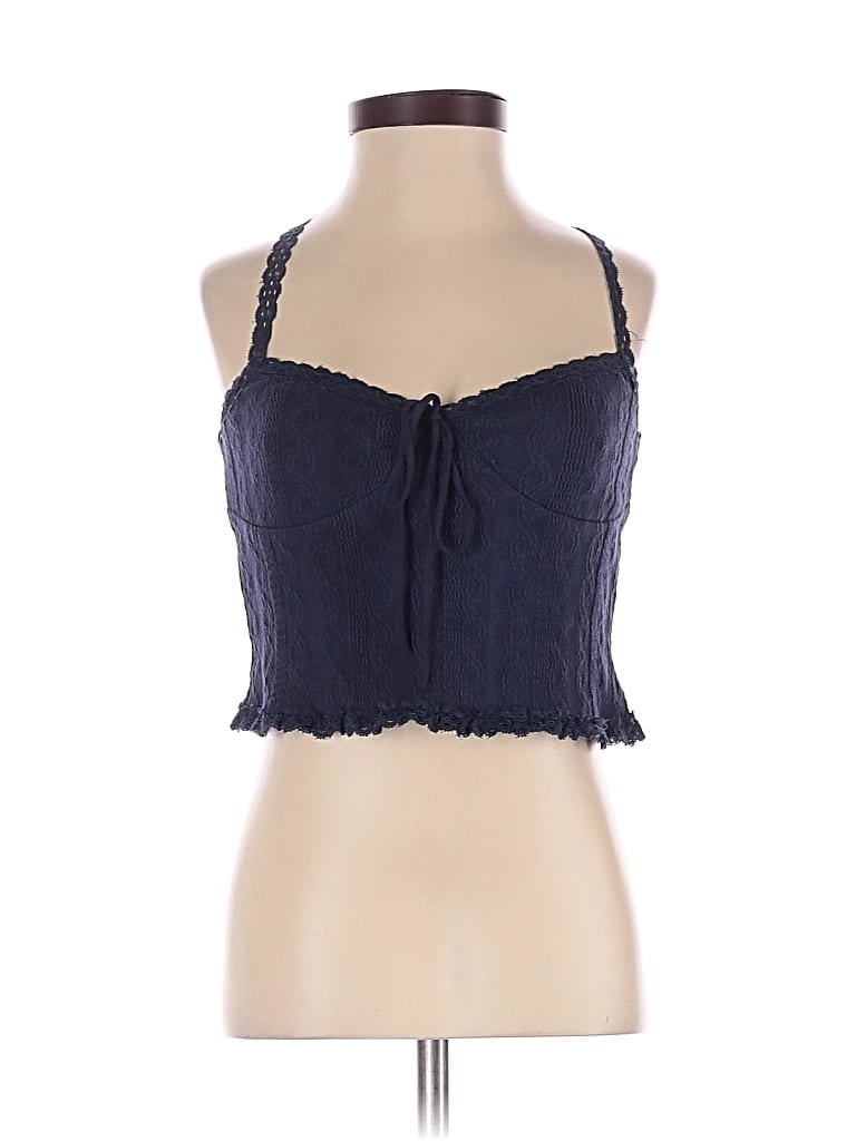 Pre-owned Edikted Tank Top Blue Halter Neckline Tops
