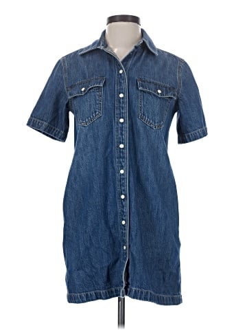 Madewell Denim Oversized Short-Sleeve Shirtdress in Santee Wash (view 1)