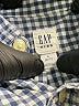 Gap Kids Checkered-gingham Blue Long Sleeve Button-Down Shirt Size 6 - 7 - photo 3