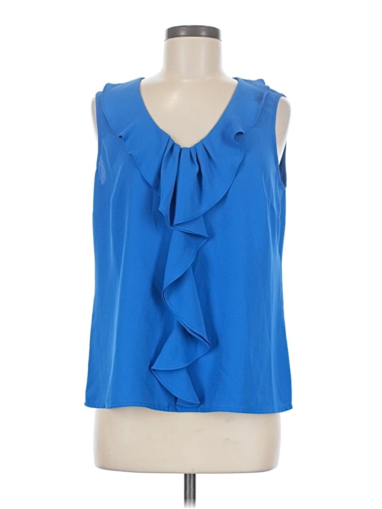 Pre-owned Kasper Sleeveless Blouse In Blue