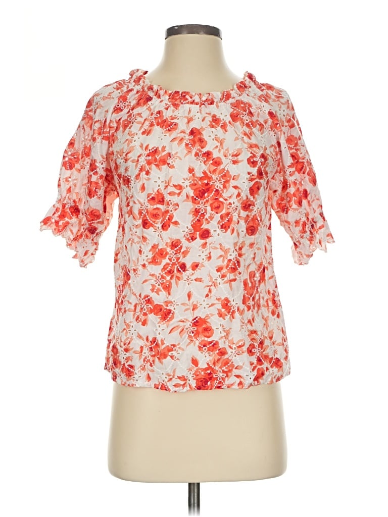 Pre-owned Jennifer & Grace Short Sleeve Blouse In Orange