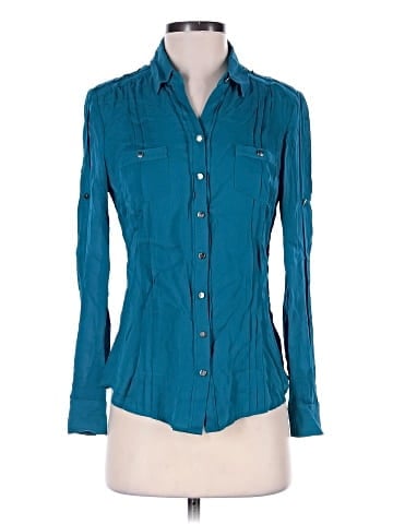 White House Black Market Long Sleeve Silk Top (view 1)