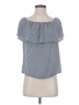 Glam 100% Polyester Stripes Gray Short Sleeve Top Size S - photo 1