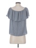 Glam 100% Polyester Stripes Gray Short Sleeve Top Size S - photo 2