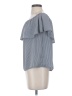 Glam 100% Polyester Stripes Gray Short Sleeve Top Size S - photo 5