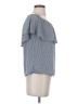 Glam 100% Polyester Stripes Gray Short Sleeve Top Size S - photo 4