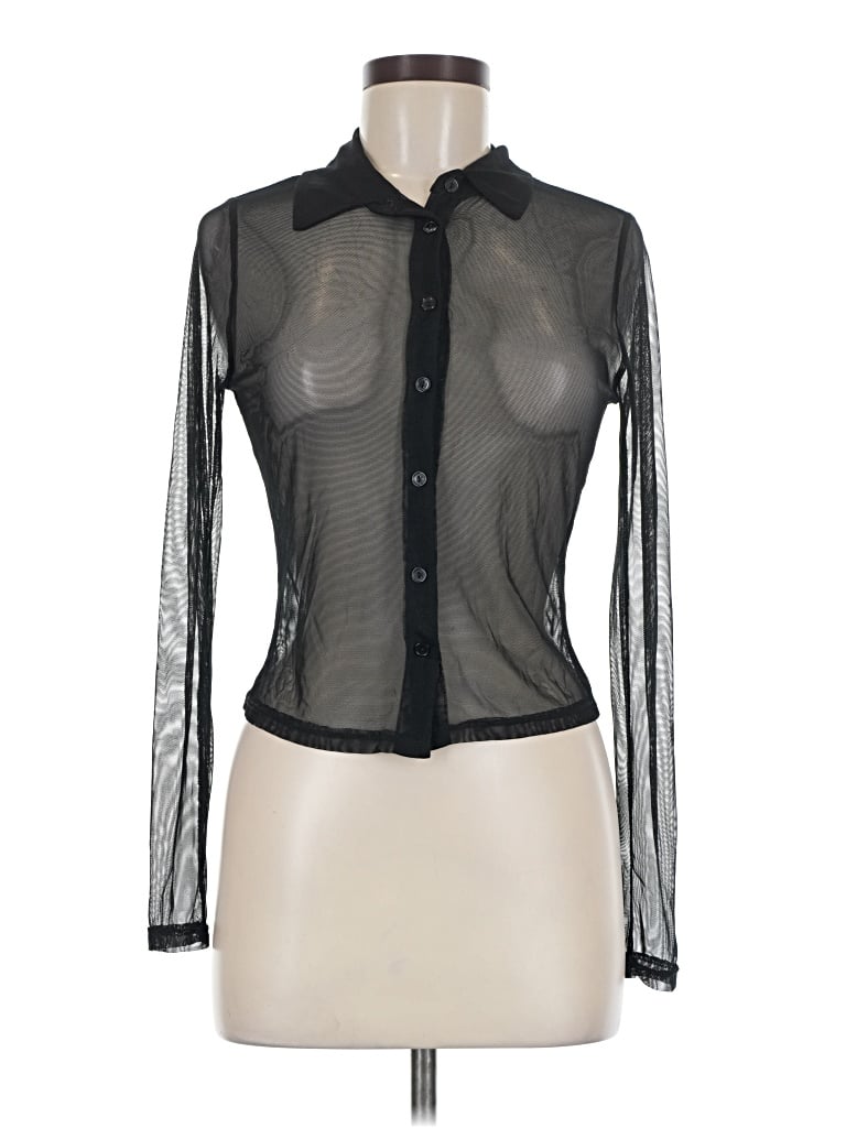 Pre-owned Full Tilt Long Sleeve Blouse In Black