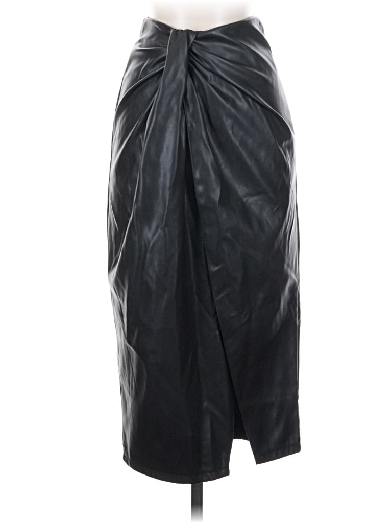 Pre-owned Open Edit Faux Leather Skirt In Black