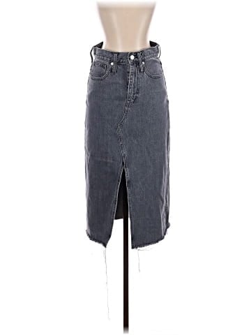 Madewell Rigid Denim A-Line Midi Skirt in Castlerock Wash (view 1)