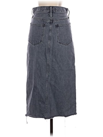 Madewell Rigid Denim A-Line Midi Skirt in Castlerock Wash (view 2)