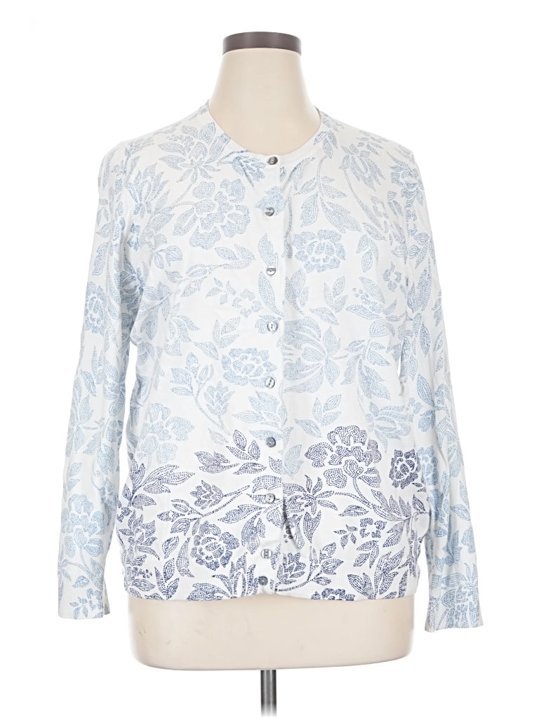 Pre-owned Karen Scott Cardigan Sweater In Blue