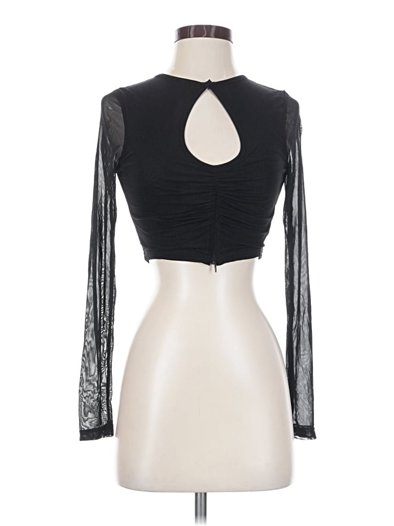 Pre-owned Tiger Mist Long Sleeve Top Black Keyhole Neckline Tops
