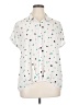 Signature Studio Polka Dots White Short Sleeve Blouse Size XL - photo 1