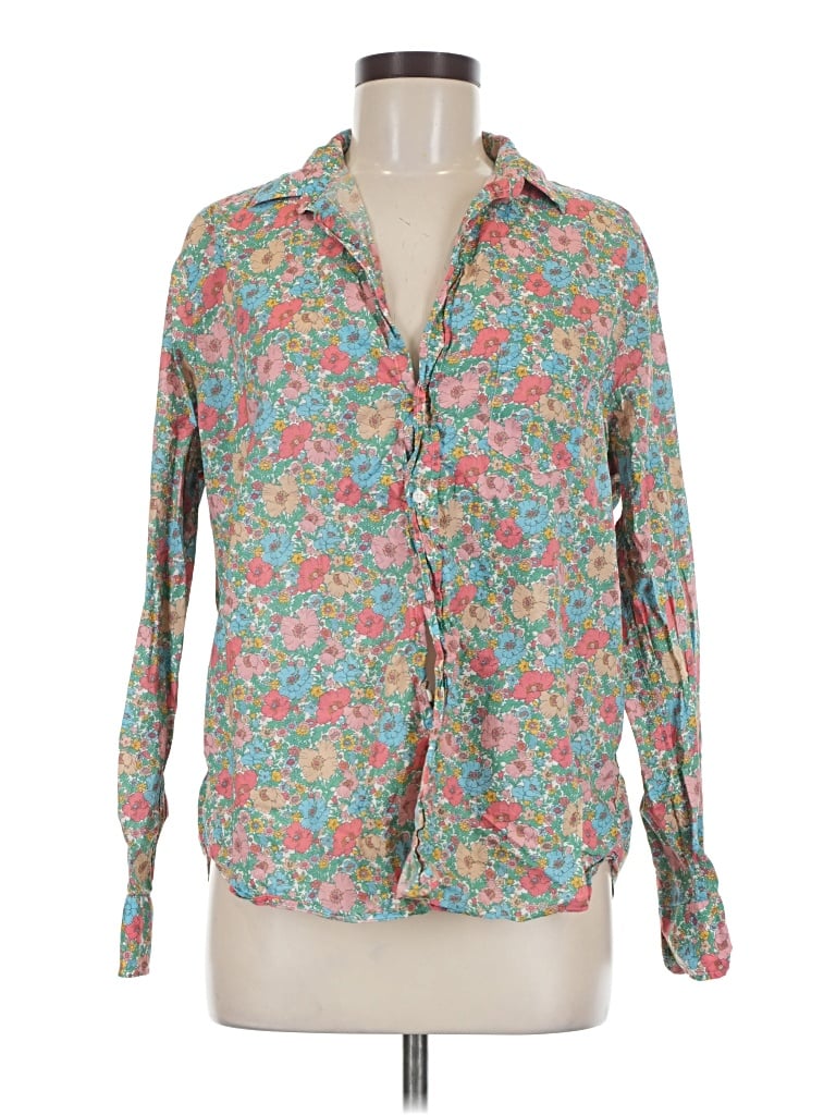 Pre-owned Frank & Eileen Long Sleeve Blouse In Green