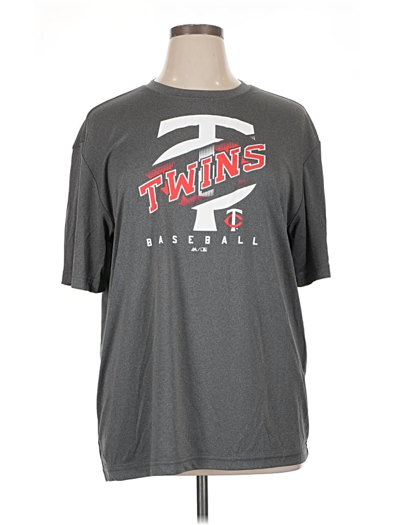Pre-owned Majestic Short Sleeve T-shirt In Gray