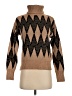 Catherine Malandrino Chevron-herringbone Brown Turtleneck Sweater Size S - photo 1