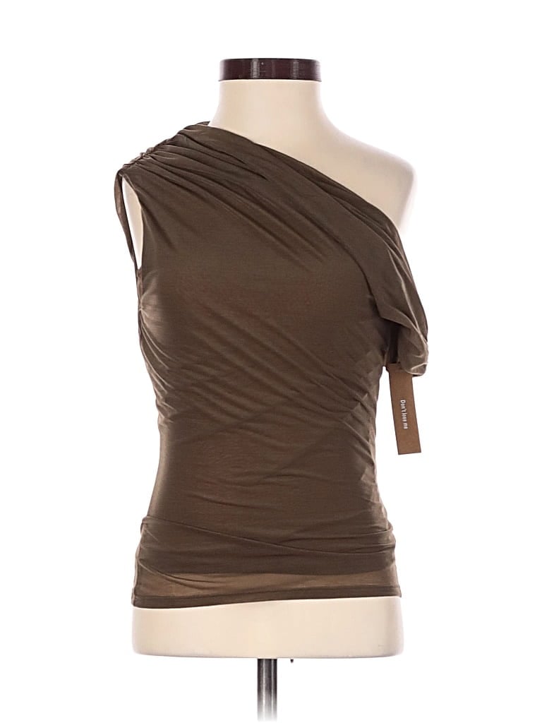 Kourt Sleeveless Top Brown One Shoulder Neckline Tops