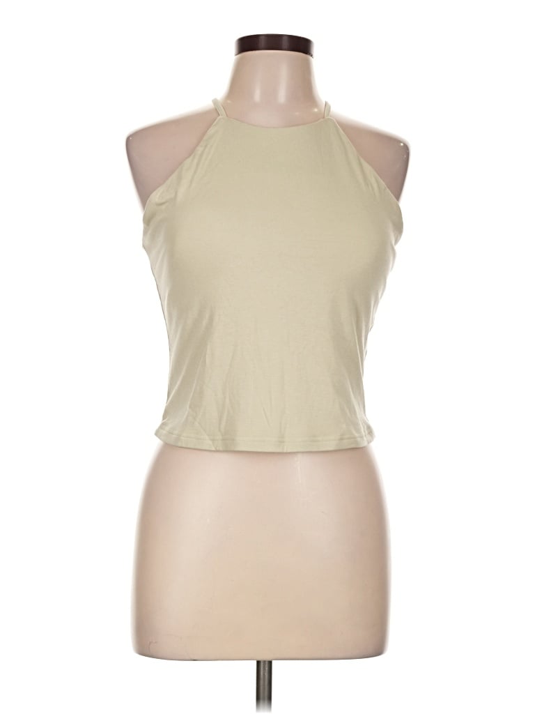 Pre-owned Ogl Tank Top Tan Halter Neckline Tops