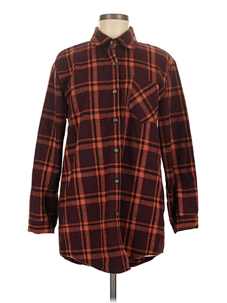 Pre-owned Adora Long Sleeve Button Down Shirt In Brown