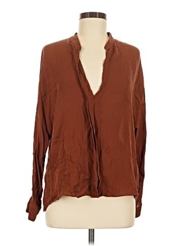 Vince. Long Sleeve Silk Top (view 1)