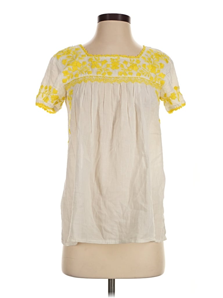 Pre-owned Roberta Roller Rabbit Short Sleeve Blouse In Yellow