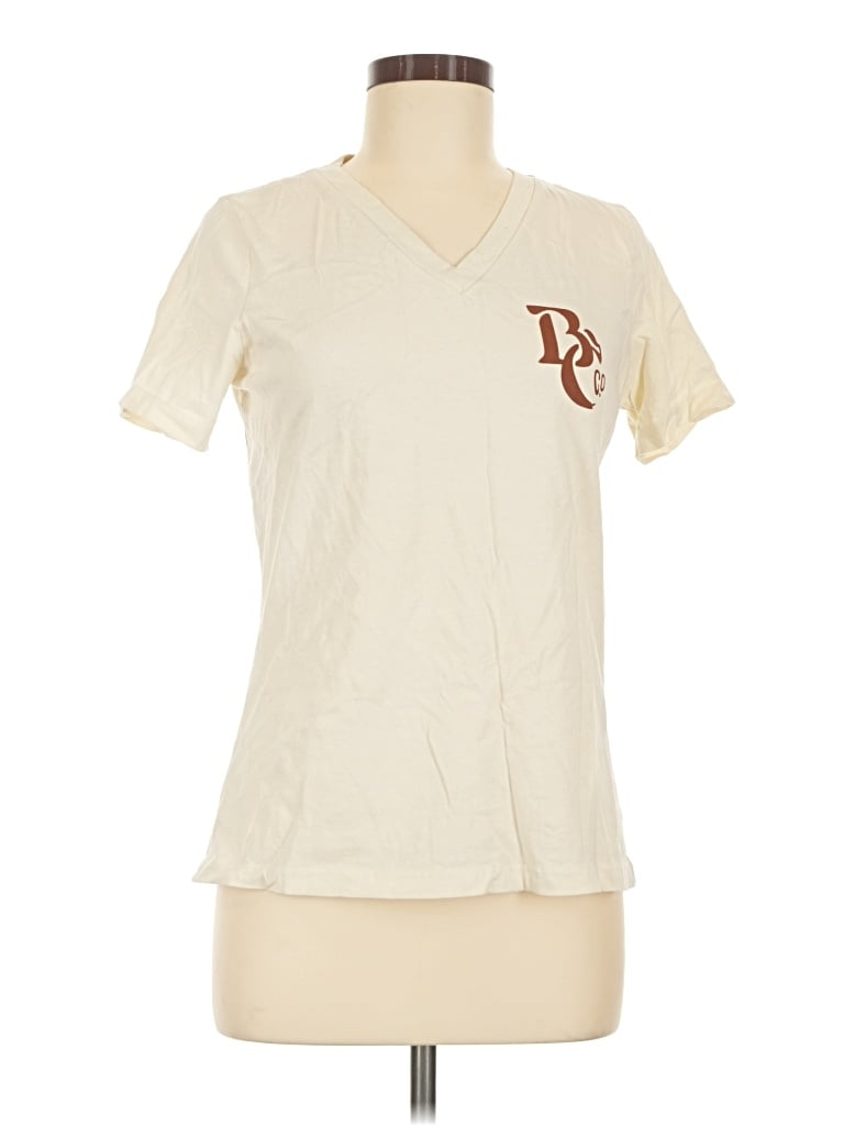 Pre-owned Bella+canvas Short Sleeve Top Ivory V-neck Tops