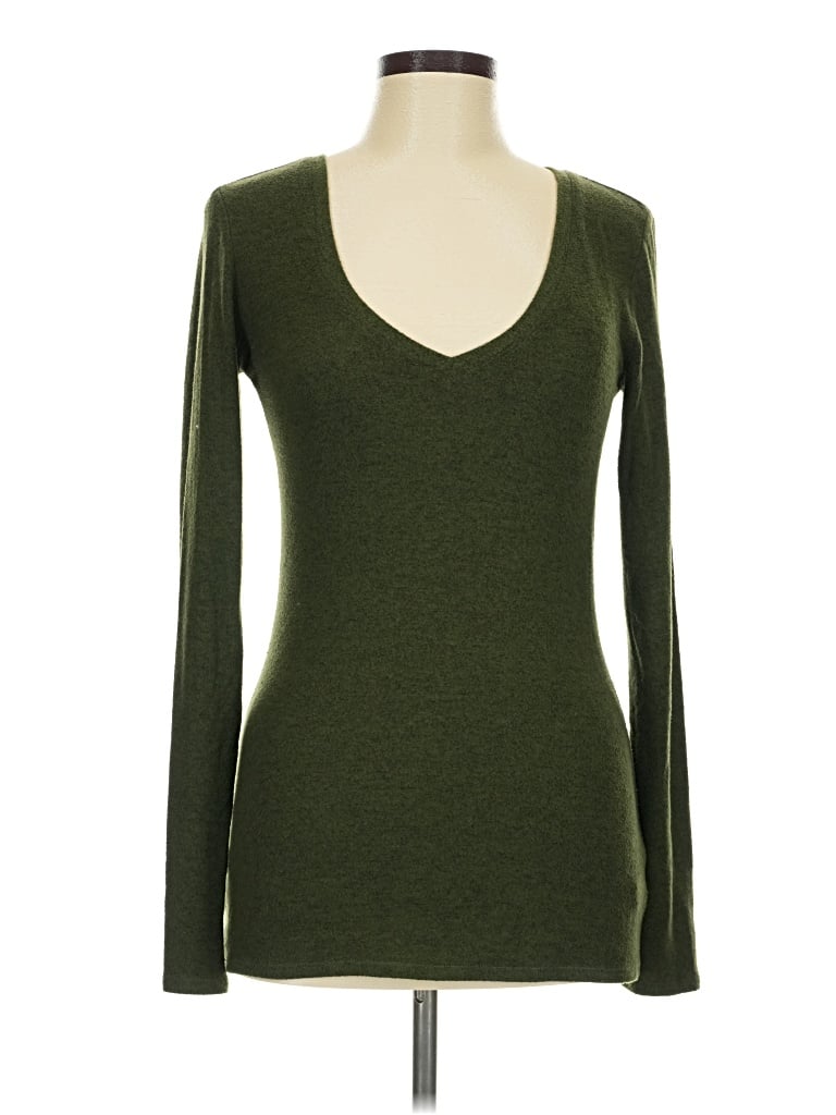 Pre-owned Express One Eleven Long Sleeve Top Green Sweetheart Neckline Tops