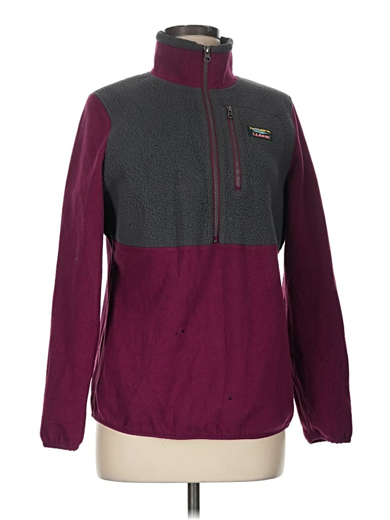 Pre-owned L.l.bean Fleece Jacket In Burgundy