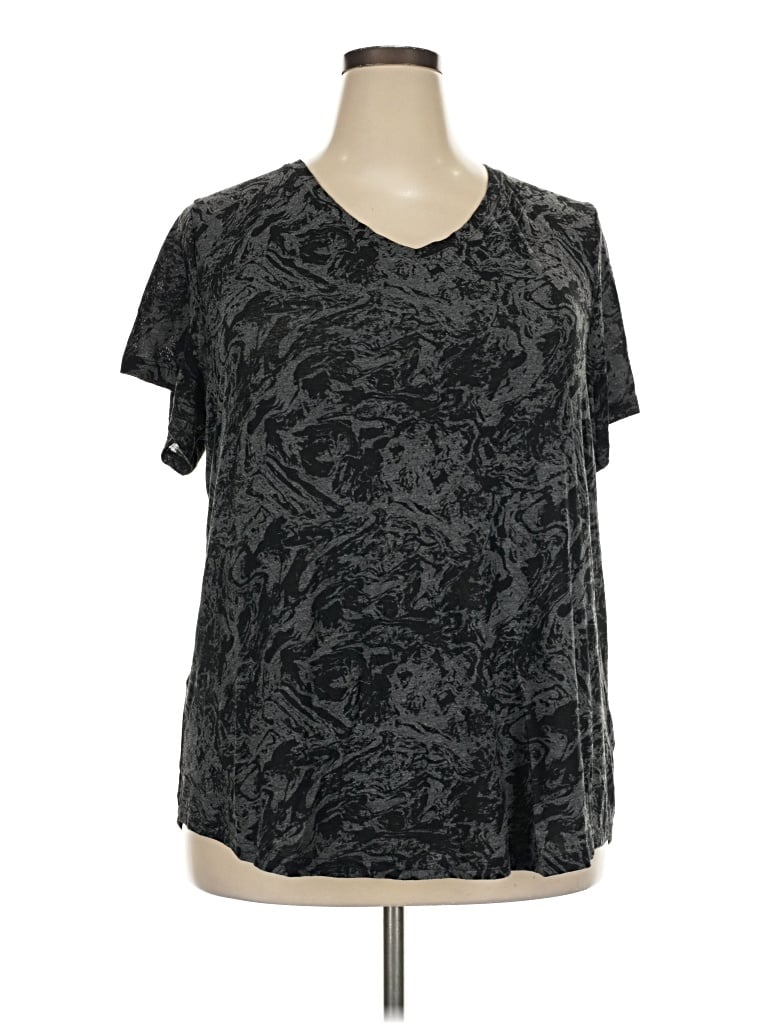 Pre-owned Tek Gear Short Sleeve Top Black V-neck Tops