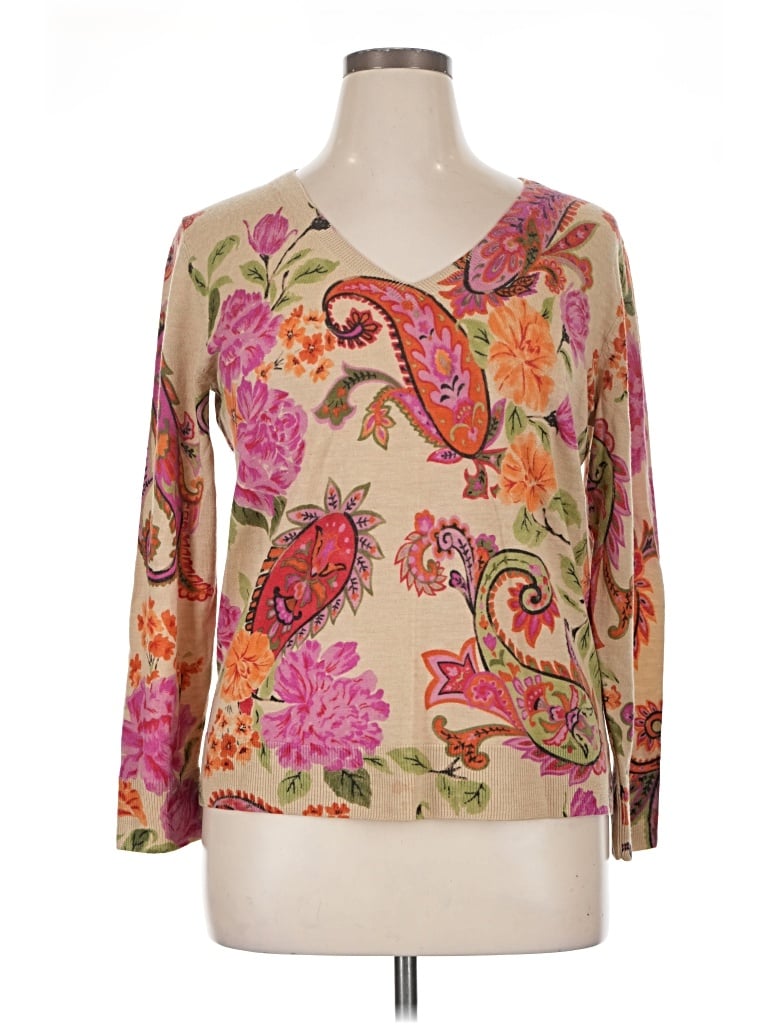 Pre-owned Talbots 3/4 Sleeve Blouse In Tan