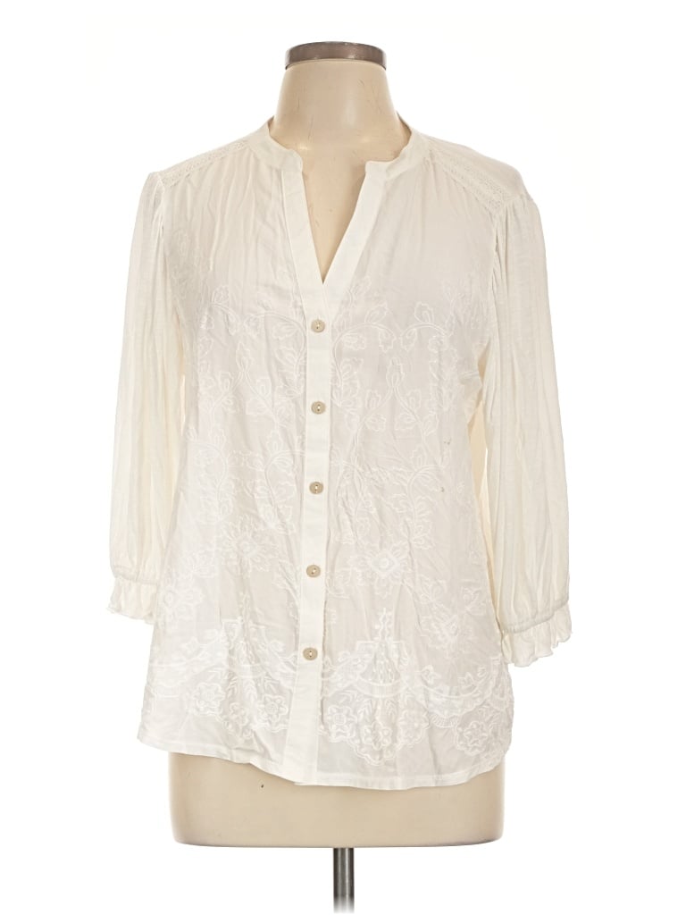 Pre-owned Democracy 3/4 Sleeve Blouse In Ivory