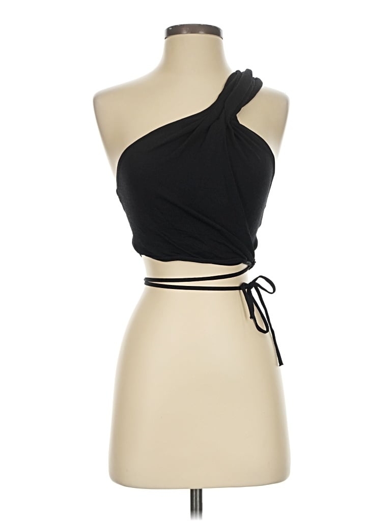 Zara Sleeveless Top Black One Shoulder Neckline Tops