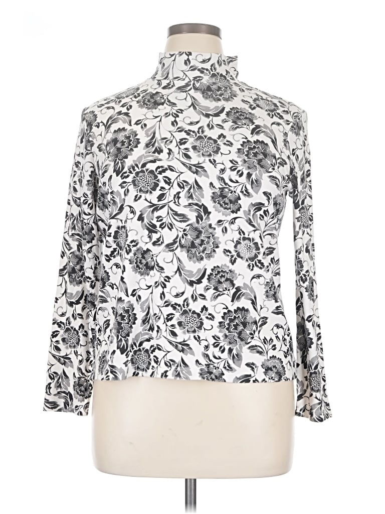 Pre-owned Laura Scott Long Sleeve Turtleneck In Silver