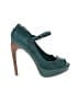 Leon Max 100% Leather Animal Print Green Teal Heels Size 8 - photo 1