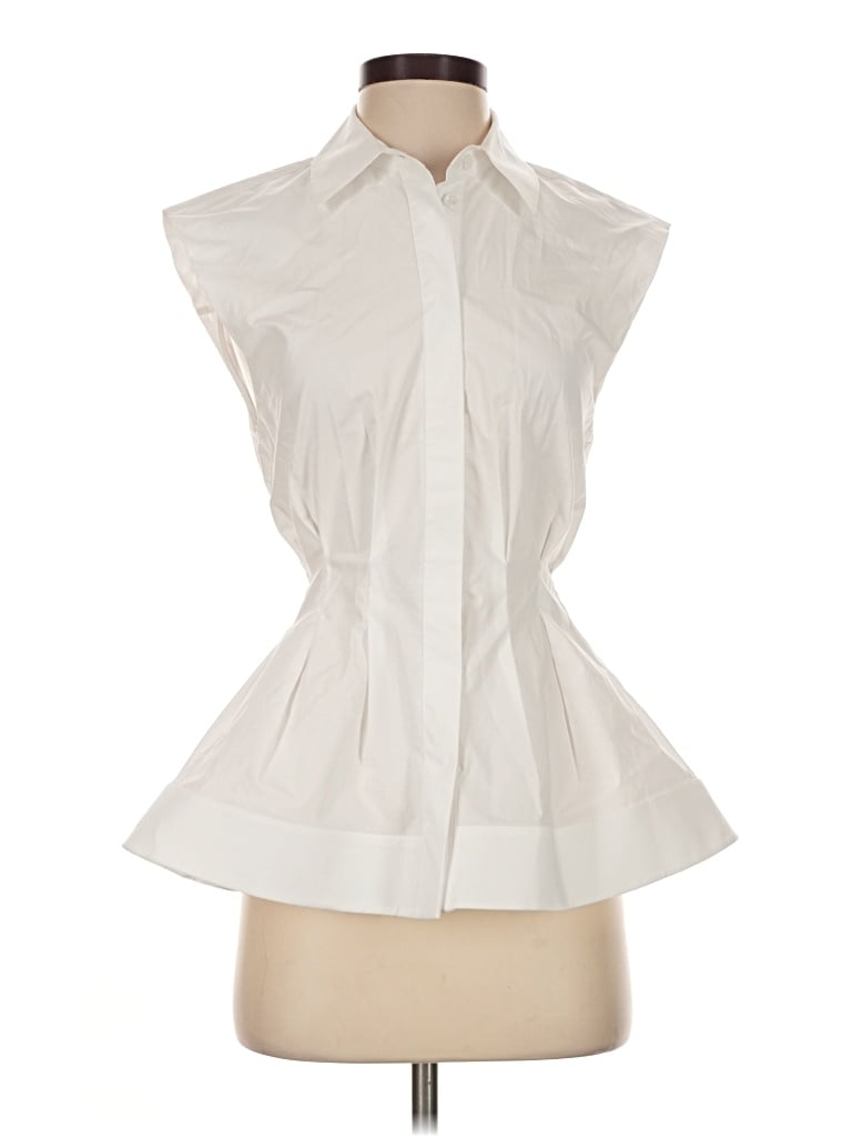 Pre-owned Zara Sleeveless Button Down Shirt In Ivory
