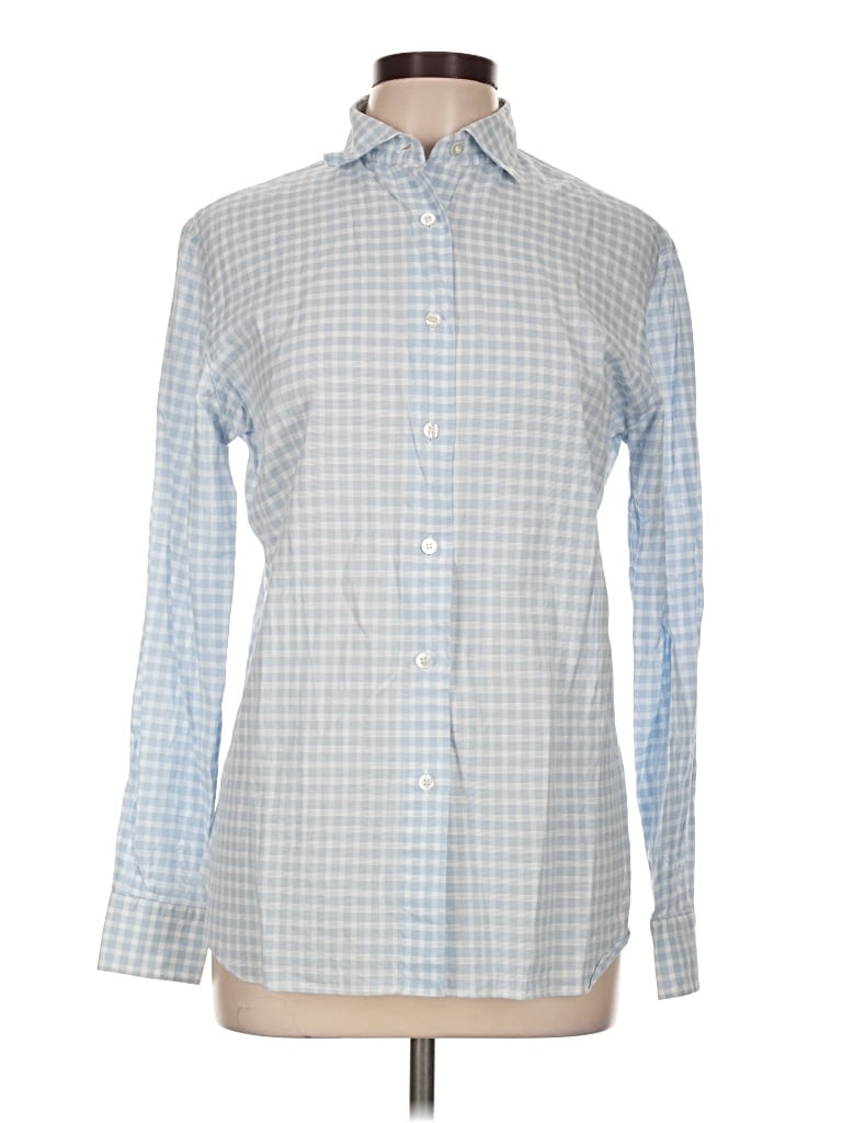 Pre-owned Foxcroft Long Sleeve Button Down Shirt In Blue