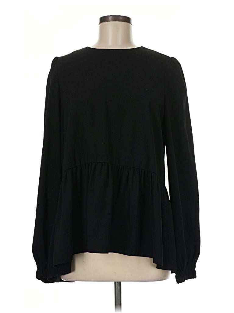 Pre-owned Pomander Place Long Sleeve Blouse In Black