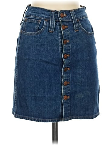 Madewell Stretch Denim Straight Mini Skirt in Arroyo Wash: Button-Front Edition (view 1)